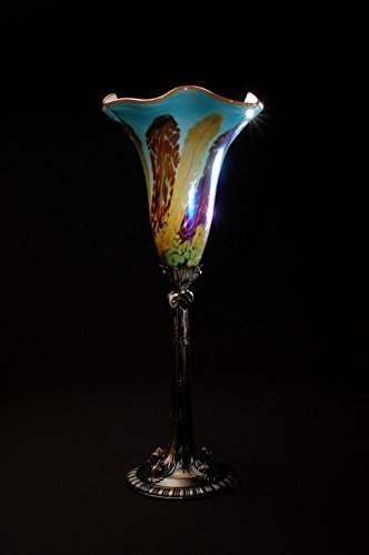 Lowery's Hand Blown Glass Table Torchiere - Aqua Paisley