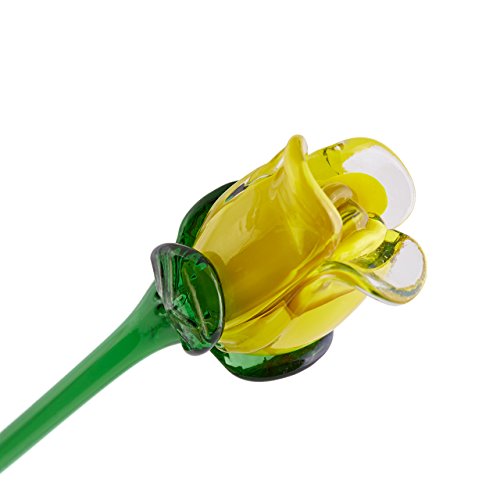 Handmade Glass - Yellow Rose Bud - 20" Tall