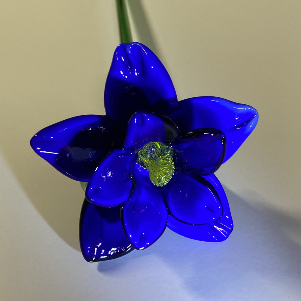 Blue Tiger Lily One-of-a-kind, Handmade Glass Flower.