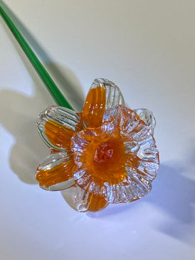 Orange Daffodil Glass Flower