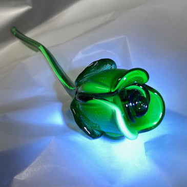 Handmade Glass Flower - Green Rose Bud - 14" Tall