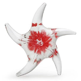 Glass Handmade Starfish Paperweight - Red Glow - 5" Long. One-of-a-kind.