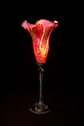 Lowery's Hand Blown Glass Table Torchiere - Opal Rose - Custom Made, One-of-a Kind