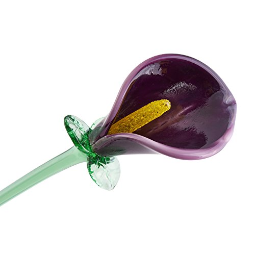 Handmade Glass Flower - Violet Calla Lily - 20" Tall