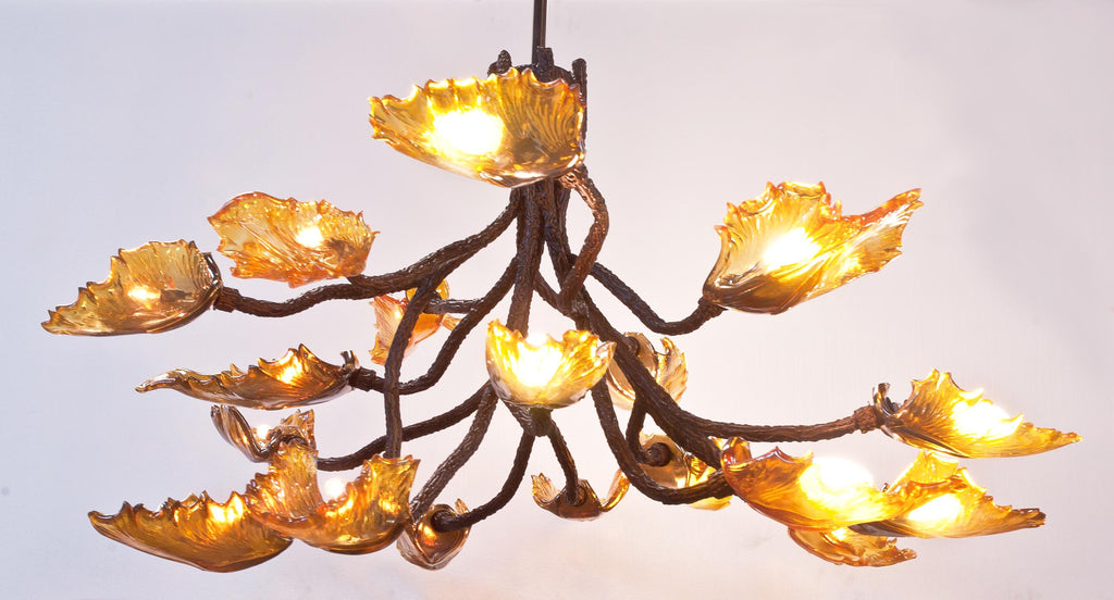 Hand Blown Chandeliers - Custom Fabrications in Iron, call for price.