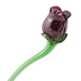 Handmade Glass - Violet Rose Bud - 14" Tall