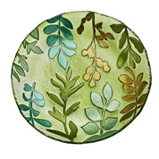 Hand Painted Glass Bowl 15" Climbing Leaves