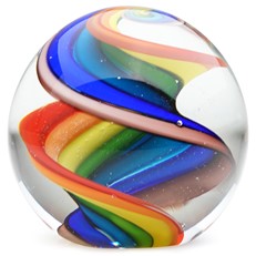 Glass Handmade Large Paperweight - Marble Rainbow - 4" tall. One-of-a-kind.